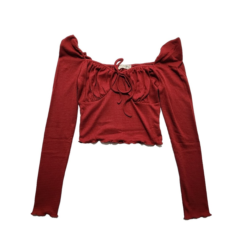 Bear Dance Womens Sholder Off Top Shirt‎ Burgundy Size M New